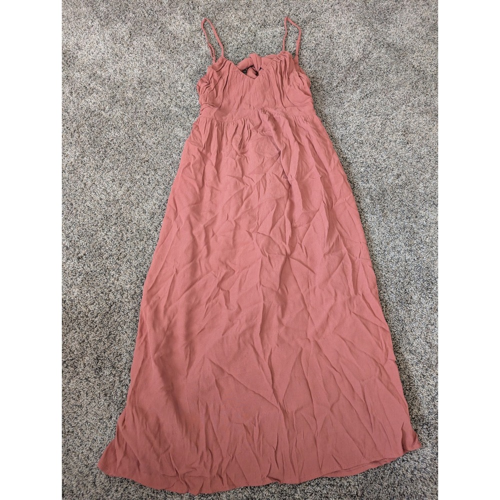 Chelsea28 Dusty Rose Tie Back Maxi‎ Dress Small Boho Open Back V-Neck Pink